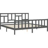 vidaXL Massivholzbett mit Kopfteil Grau 200x200 cm