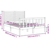 vidaXL Bedframe met hoofdbord massief hout 140x200 cm