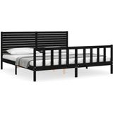 vidaXL-Bedframe-met-hoofdbord-massief-hout-zwart-6FT-Super-King