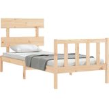 vidaXL Bedframe met hoofdbord massief hout 2FT6 Small Single