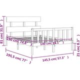 vidaXL Bedframe met hoofdbord massief hout 140x190 cm