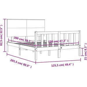 VidaXL Bedframe Hoofdbord Massief Hout Wit 120x200 cm