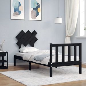 Massivholzbett mit Kopfteil Schwarz Vidaxl