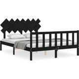 VidaXL Bedframe Massief Hout Zwart 140x190 cm