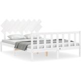 vidaXL Bedframe met hoofdbord massief hout wit