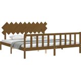 vidaXL Massivholzbett mit Kopfteil Honigbraun 200x200 cm