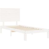 Massivholzbett ohne Matratze Weiß 90x200 cm Kiefernholz vidaXL