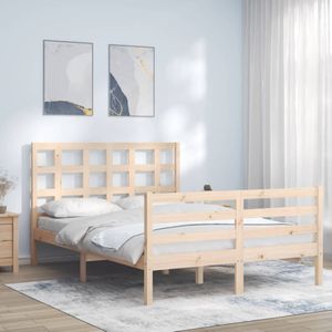 vidaXL - Bedframe - met - hoofdbord - massief - hout - 140x190 - cm