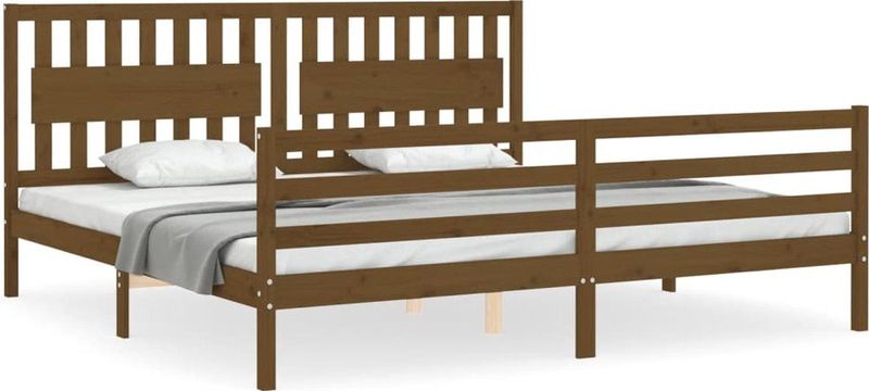 vidaXL Massivholzbett mit Kopfteil Honigbraun 200x200 cm