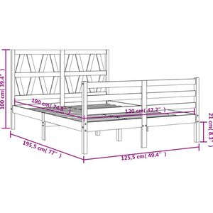 VidaXL Bedframe Massief Hout Wit 4FT Small Double