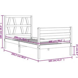 VidaXL Bedframe Massief Hout Wit 100x200 cm