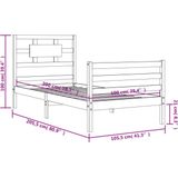 vidaXL Bedframe met hoofdbord massief hout wit 100x200 cm