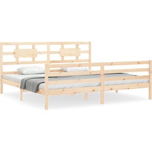 vidaXL Bedframe met hoofdbord massief hout 200x200 cm