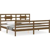 vidaXL - Bedframe - met - hoofdbord - massief - hout - honingbruin - 200x200 - cm