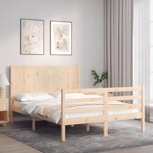 VidaXL Bedframe Hoofdbord Massief Hout Zwart 90x200 cm