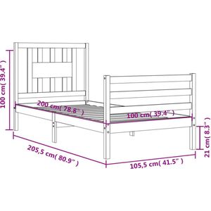 Massivholzbett mit Kopfteil 100x200 cm Vidaxl