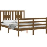 vidaXL Bedframe met hoofdbord massief hout honingbruin 140x200 cm