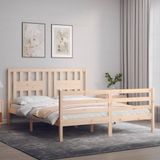 VidaXL Bedframe Massief Hout 160x200 cm met Hoofdbord