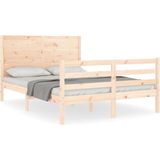 vidaXL Bedframe met hoofdbord massief hout