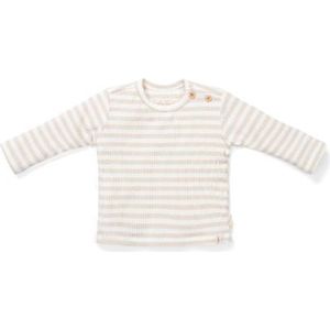 Little Dutch - Baby Shirt - Lange Mouwen - Stripe Sand/White - Biologisch Katoen