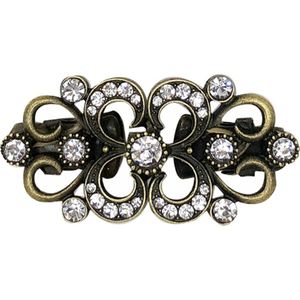 Fako Bijoux® - Vestsluiting Classic - Clip Met Haakje - Vestclip - Vestklem - Krullen Strass - Bronskleurig
