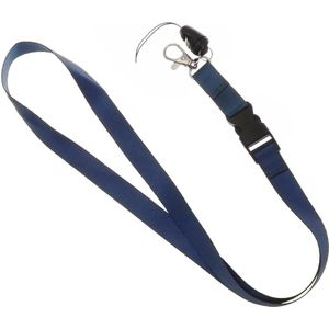 Fako Bijoux® - Keycord - Lanyard - Sleutelkoord - Badgehouder - 51cm - 20mm - Navy Blauw