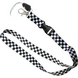 Fako Bijoux® - Keycord Print - Lanyard - Sleutelkoord - Badgehouder - 51cm - 20mm - Geblokt Zwart/Wit