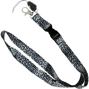 Fako Bijoux® - Keycord Print - Lanyard - Sleutelkoord - Badgehouder - 51cm - 20mm - Luipaard Zwart/Wit