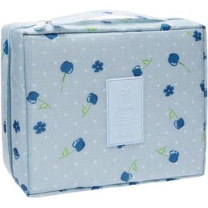 Fako Fashion® - Make-up Tasje Rechthoek - Cosmetica Organizer - Make-up Toilettas - 21x16x8cm - Kersen Lichtblauw