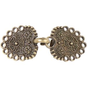 Fako Bijoux® - Vestsluiting Classic - Clip Met Haakje - Vestclip - Vestklem - Flowers - Bronskleurig