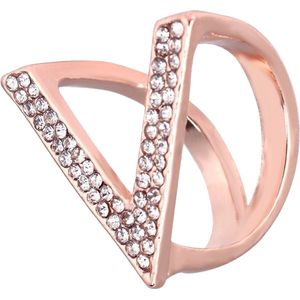 Fako Bijoux® - Sjaalklem - Sjaal Klem - Sjaal Ring - V-Model Strass - 26x27x22mm - Rosé Goudkleurig