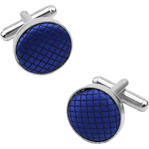 Fako Bijoux® - Manchetknopen - Staal & Ruit - Ø 16mm - Royal Blauw