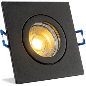 IP44 LED Inbouwspot Aspen - badkamer of buiten - Vierkante spot - Zwart - Extra Warm Wit - 2700K - 2.7 Watt - Philips