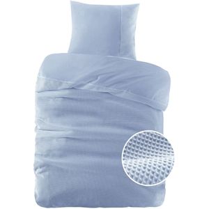Papillon Dekbedovertrek Mendoza Wafel Licht Blauw Eenpersoons 140x200/220 cm - Hoogwaardige Percale Katoen Super Zacht