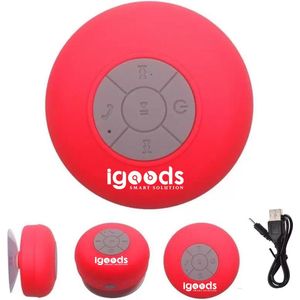 IGOODS Waterdichte Bluetooth Speaker - met Zuignap - Ingebouwde microfoon - Bluetooth 3.0 - Badkamer & Douche Speaker - Rood