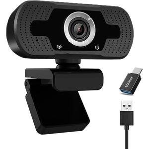 Sounix Webcam -  1080P Full HD -  Plug&Play - met Microfoon en Montagevoet - voor Skype, Teams & Zoom - Zwart