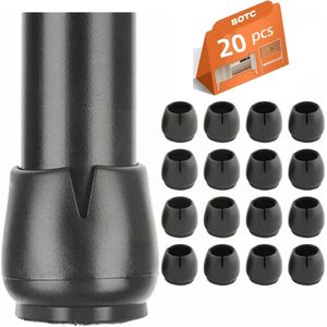 20 * Stoelpoot Doppen - 17-22mm - ronde poten - stoelpoot bescherming - stoelpootdoppen, sokken, tafels en stoelen - Zwart