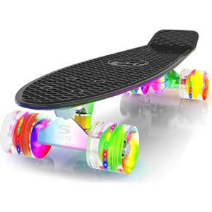 Suotu Skateboard - Skateboard Jongens – Wielen met LED-verlichting - Skateboard Meisjes – Skateboard Volwassenen - Zwart