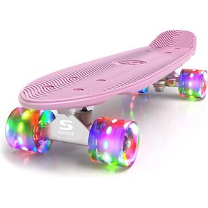 Suotu Skateboard - Skateboard Jongens – Wielen met LED-verlichting - Skateboard Meisjes – Skateboard Volwassenen - Roze