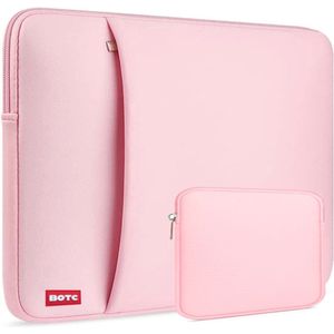 BOTC Laptophoes 15.6 inch/16 inch - 2-delige - Laptop Sleeve met Etui - Laptophoes/ Sleeve - Extra Vak - Roze