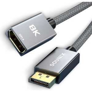 Sounix DisplayPort verlengkabel - DP 1.4 - 8K60Hz - 1 meter - zwart