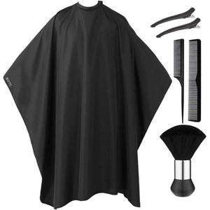 BOTC Kappersmantel - Kappersschort met borstel - Haar Knippen Thuis of Salon - Volwassenen & Kinderen - 160 x 140cm - Zwart