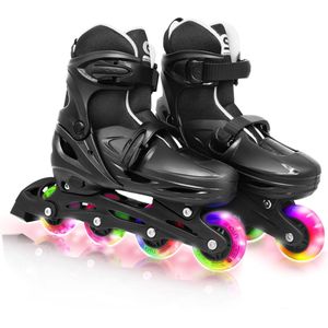 Suotu Inline Skates - Maat 38-41 - lichtgevende wielen - Zwart