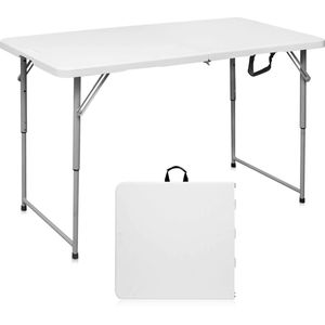 BOTC Inklapbare Tafel - Klaptafel - 120*60CM - Vouwtafel - Kampeertafel - Inklapbaar - Draagbaar - Wit/Grey