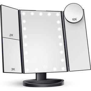 BOTC Spiegel met LED verlichting - 10x vergroting - Spiegel Verlichting – Moederdag Cadeautje - Cosmetica Spiegel - Wit