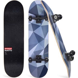 Suotu Skateboard - 80x20cm - ABEC-9 - 95A - schokabsorptie - Jongens - Meisjes - Volwassenen Skateboards