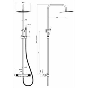 Sanifun thermostatische opbouw regendouche Ribber geborsteld staal