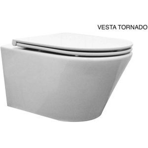 Wiesbaden Vesta Rimless Wandcloset Tornado Flush Glans Wit Met Flatline Toiletzitting Softclose Glans Wit