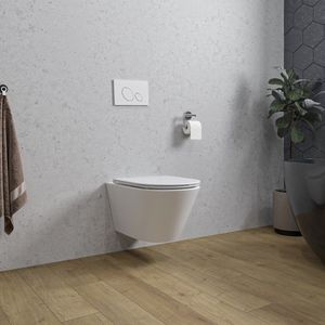 Wiesbaden Stereo Rimless Wandcloset - Glans Wit - Met Vesta toiletzitting - Softclose En Quick Release