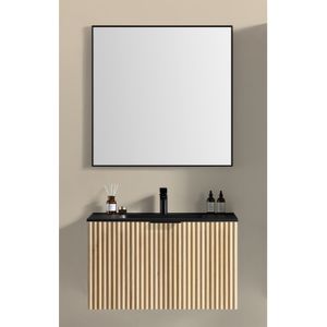 Badkamermeubelset Wiesbaden Ribbella 80 Cm Naturel Eik Mat Zwart